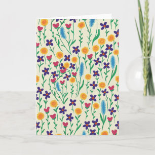 Cartão Placa de Vazio de Aquarela Floral Colorido Brilhan