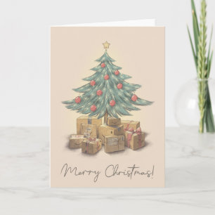 Cartão Placa de Vazio de Árvore Feliz de Natal