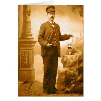 Cartão Placa de Vazio de Condutor do Comboio Vintage