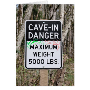 Cartão Placa de Vazio de Perigo Cave-In