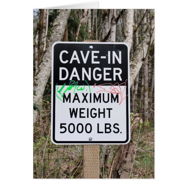 Cartão Placa de Vazio de Perigo Cave-In (Frente)