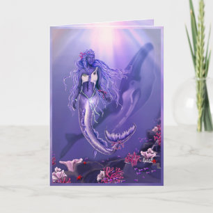 Cartão Placa de vazio de Sereia do Oceano Roxo