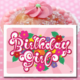 Cartão Placa de Vazio Floral Birthday Girl