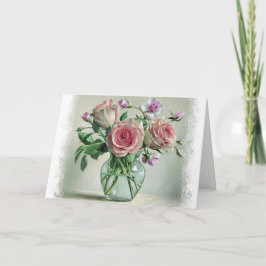 Cartão Placa De Vazio Floral Chique Rosa Rosa Rosa Rosa R