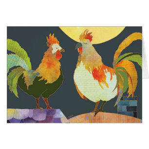 Cartão Placa de Vazio Roosters