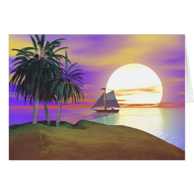 Cartão Placa de vela sunset (Frente Horizontal)