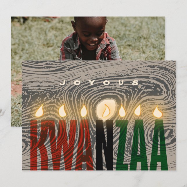 Cartão Placa de Velas Rustic Kwanzaa (Frente/Verso)