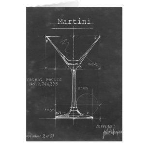 Cartão Placa de vidro de Martini Preta e Branca