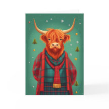 Placa de Xmas de Vaca Highland Tartan