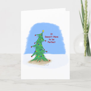 Cartão Placa decorada de árvore de Natal não perfeita