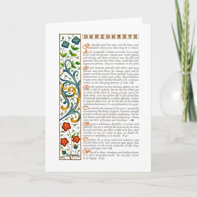 Cartão Placa DESIDERATA (Frente)