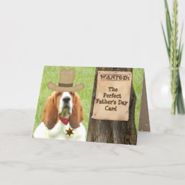 Cartão Placa "Dia de os pais" Basset com Tema Cowboy