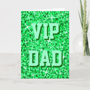 Cartão Placa 'Dia de os pais' de 'PAI VIP' Verde Glitz