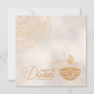 Cartão Placa Diwali Dourada e Feliz