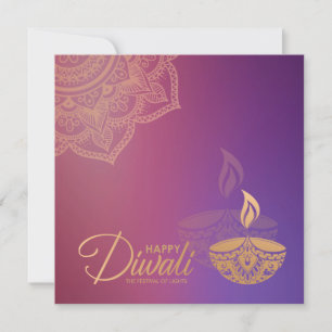 Cartão Placa Diwali feliz de adorno Rosa mínimo