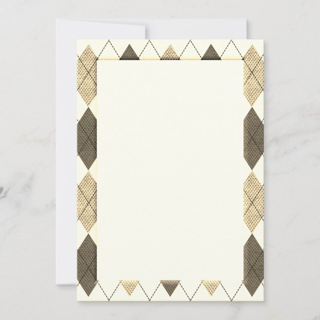 Cartão Placa DIY Padrão Sepia Argyle (Frente)