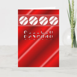 Cartão Placa do ventilador do beisebol Vermelho e Branco