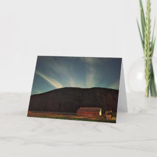 Cartão Placa dobrada de 7"x5"   Red Barn Moonrise 2