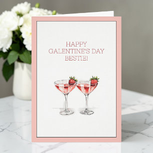 Cartão Placa dobrada de coquetéis do Dia Feliz Galentine