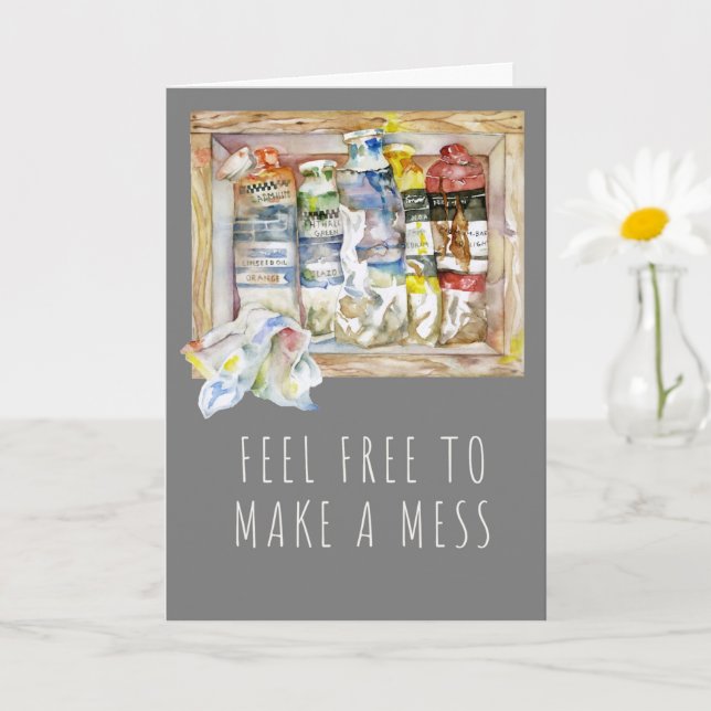 Cartão Placa dobrada Mess Paint Tubes 5x7 (Planta pequena)