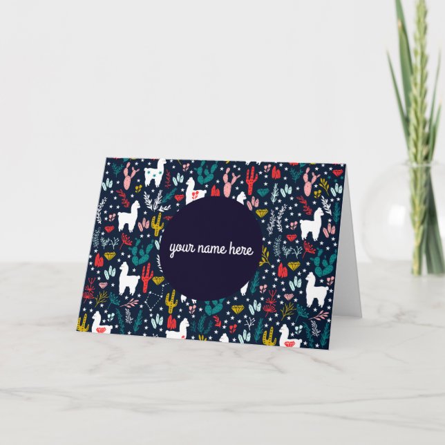 Cartão Placa dobrada personalizada do Alpaca (Frente)