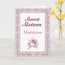 Placa Doce Dezesseis com Rosa brilhante cor-de-ros