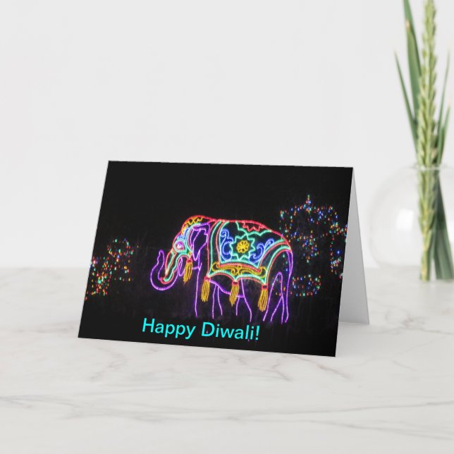 Cartão Placa Elefante Happy Diwali (Frente)