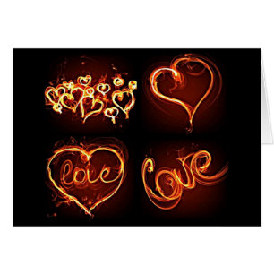 Cartão Placa Flaming Hearts of Love