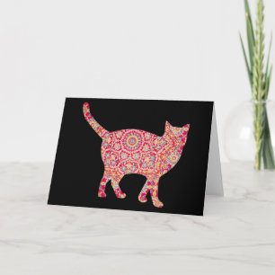 Cartão Placa Floral Cat Vintage Série 14 Art Note Card