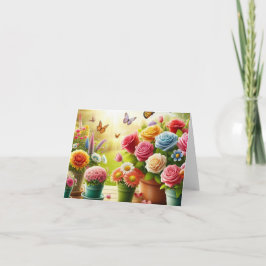 Cartão Placa Floral Dobrada de Blooms Encantada