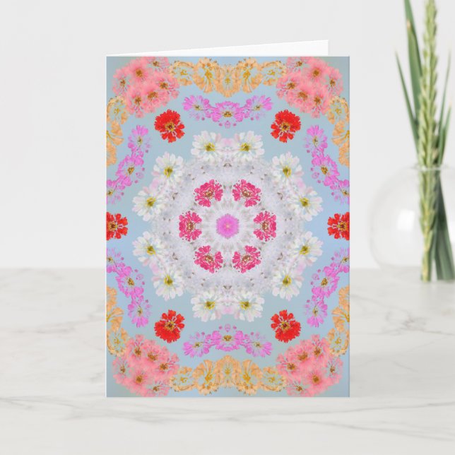 Cartão Placa Floral Zinnia (Frente)