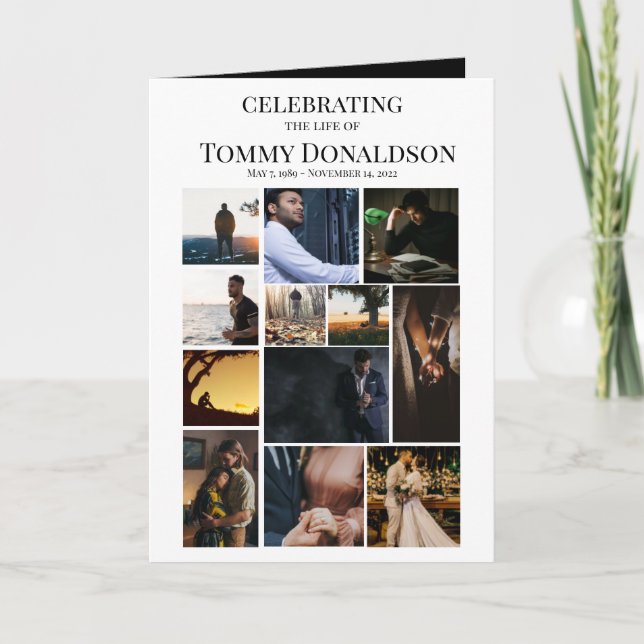 Cartão Placa Funeral de Colagem de Foto 12 (Frente)