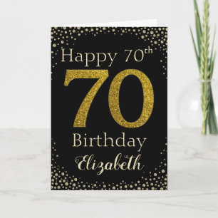 Cartão Placa Glitter do Ouro de Aniversário do 70