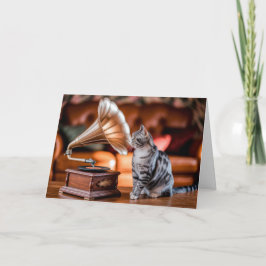 Cartão Placa Gramophone Tabby