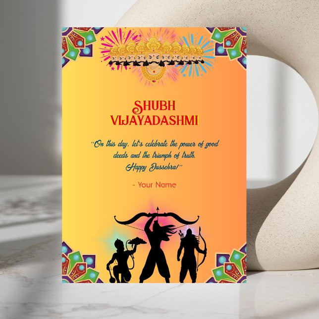 Cartão Placa Happy Dussehra Vijayadashmi (Criador carregado)