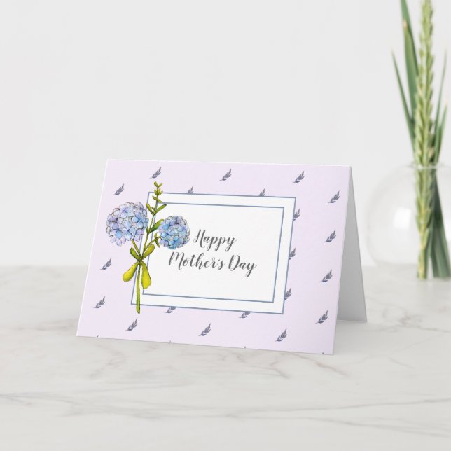 Cartão Placa Hydrangea Watercolor (Frente)