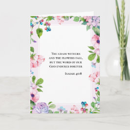 Cartão Placa Inspiração Floral Isaiah 40:8