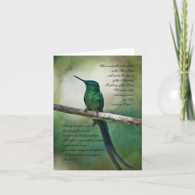 Cartão Placa Inspiracional Psalms 91:1-4 (Frente)