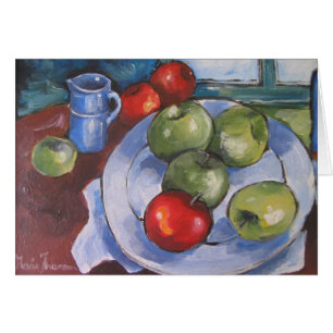 Cartão Placa, jarro e fruta