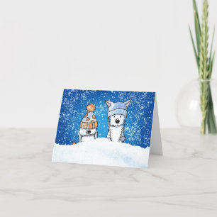 Cartão Placa KiniArt Winter Westie Duo