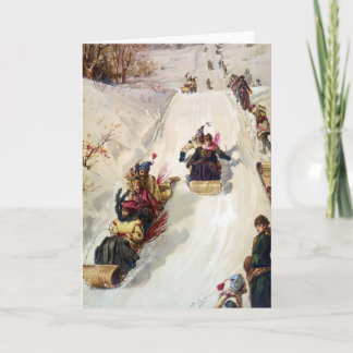 Cartão Placa KRW Vintage Tabogganing 1886