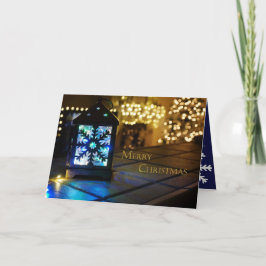 Cartão Placa Luz Floco de Neve Dobrada