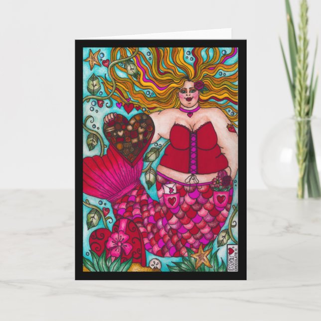 Cartão Placa Mermaid de Chocolate do namorados (Frente)