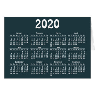 Cartão Placa modelo calendário 2020