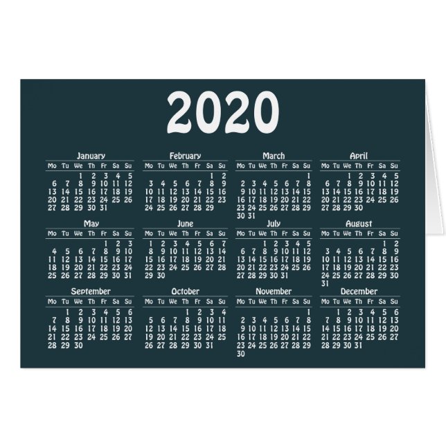 Cartão Placa modelo calendário 2020 (Frente horizontal)