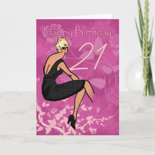 Cartão Placa na moda aniversário de 21 anos - Mulher Mode