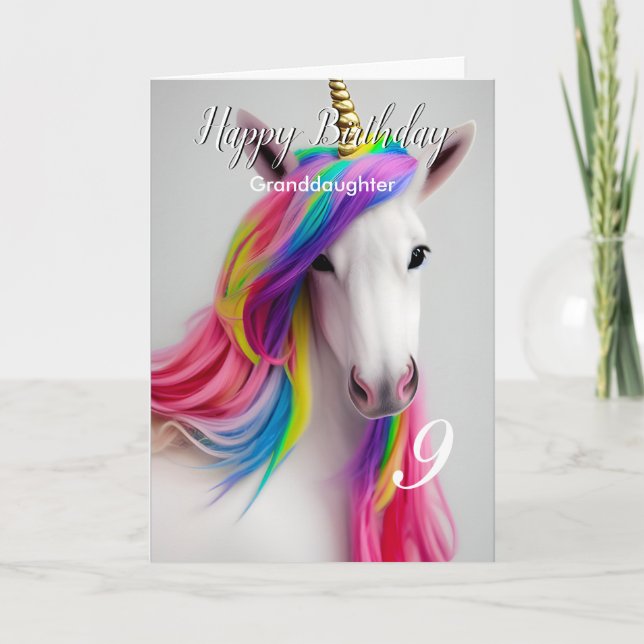 Cartão Placa neta Rainbow Unicorn Happy Birth (Frente)