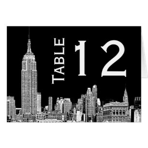 Cartão Placa NYC Skyline 01 Etched Table Number