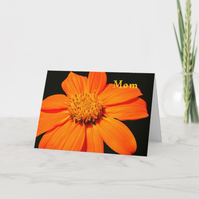 Cartão Placa para Dia de as mães com Flor Laranja Bonito (Frente)