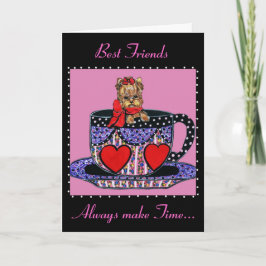 Cartão Placa para melhores amigos do Tea Cup Yorkie